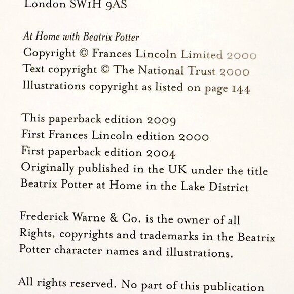 At Home With Beatrix Potter By Susan Denyer Softcover Book (2009) - Picture 7 of 8